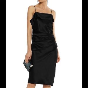 HELMUT LANG BLACK SATIN DRAPED DRESS (4)
